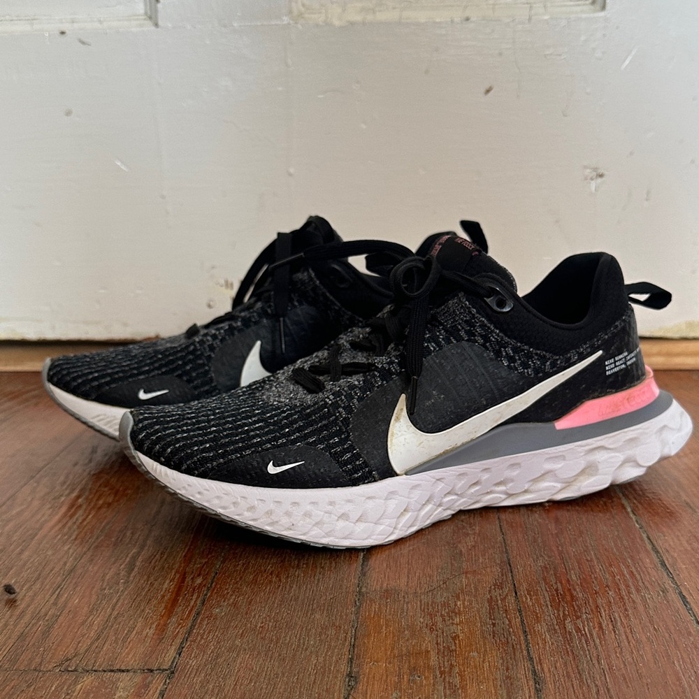 Nike React Infinity Run FK3 Men’s Black and White Running Shoes size 9